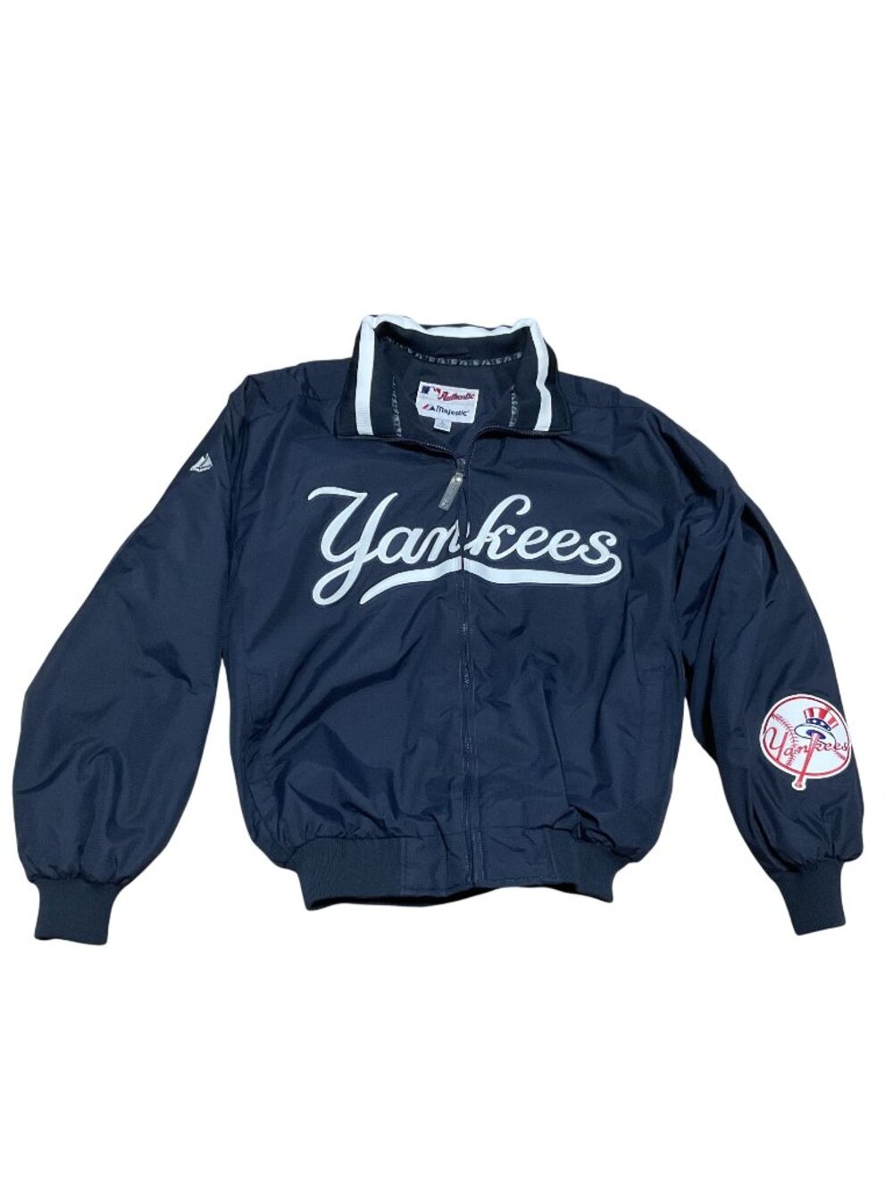 Vtg New York Yankees Jacket Size L Majestic Navy Blue Full-Zip Jacket MLB Logo